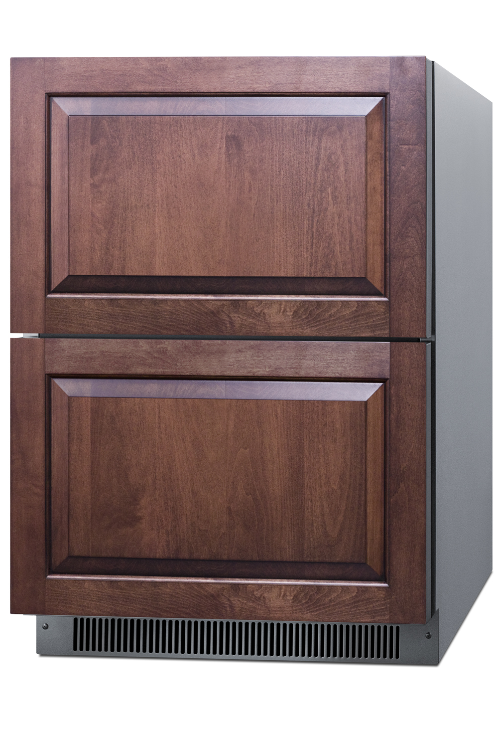 Commercially listed ENERGY STAR certified 2-drawer frost-free freezer in stainless steel designed for indoor or outdoor use under standard or ADA compliant counters